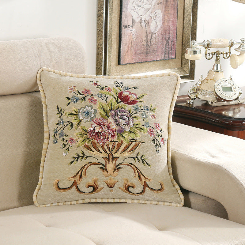 Light Luxury Flower Curled Chenille Pillow Home